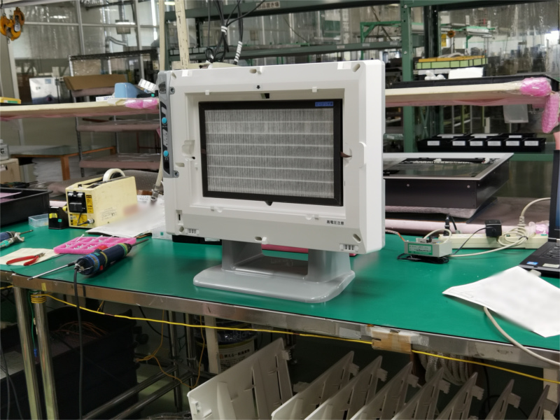 アンデス電気　空気清浄機バイオミクロンBM-H101A　製造工場レポートページ　動作確認作業