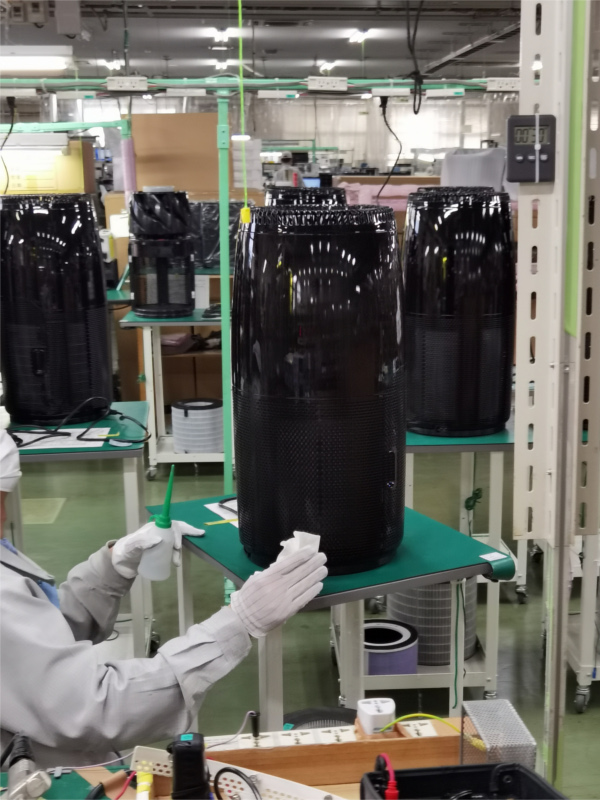 アンデス電気　空気清浄機バイオミクロンサークルシリーズ　製造工場レポート　完成品最終チェック