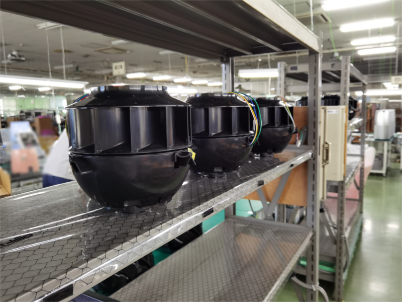 アンデス電気　空気清浄機バイオミクロンサークルシリーズ　製造工場レポート　ファンモーター組み立て